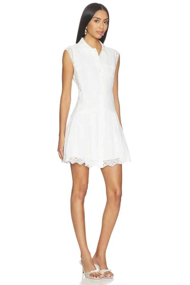 FRAME The Embroidered Day Dress in White, photo 2 of 3 from REVOLVE (Canada)