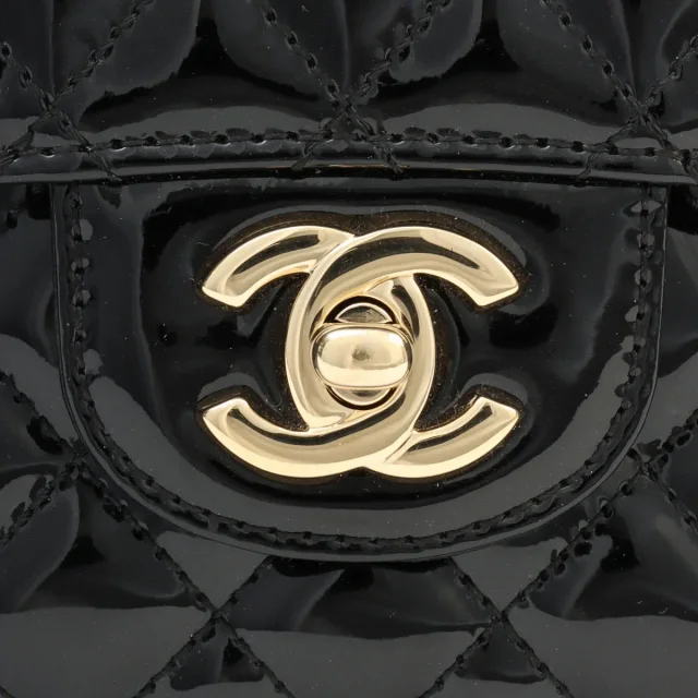 Chanel Circa 2009 Patent Multicharm CC Turnlock Chain Bag Black in Black Patent leather from VINTAGE QOO TOKYO, photo 7 of 13