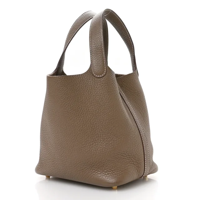 Hermès Taurillon Clemence Picotin Lock 18 PM Etoupe in Taupe Clemence leather from FASHIONPHILE, photo 3 of 13