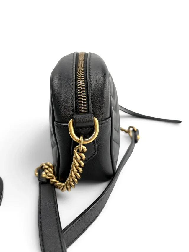 Gucci Black Leather GG Marmont Small Crossbody in Black Leather from Season 2 Consign, photo 4 of 9