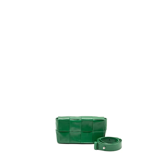 Bottega Veneta Cassette Belt Bag Calfskin Green SHW in Green Calfskin from EMIER