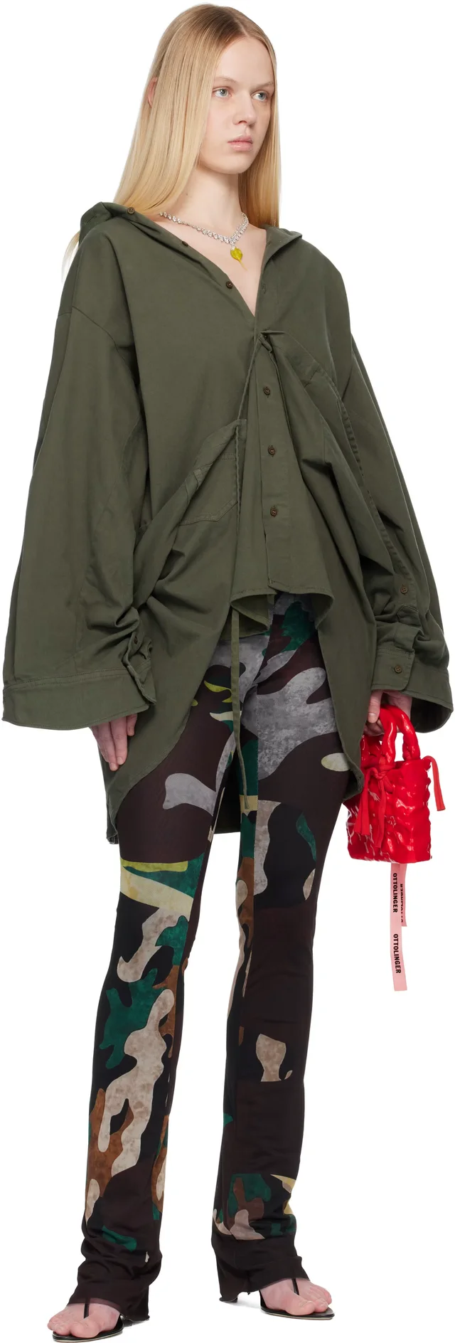 Ottolinger Khaki Liberated Double Overshirt, photo 4 of 4 from SSENSE