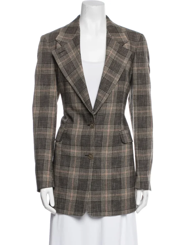 Acne Studios Wool Plaid Print Blazer in Wool from The RealReal