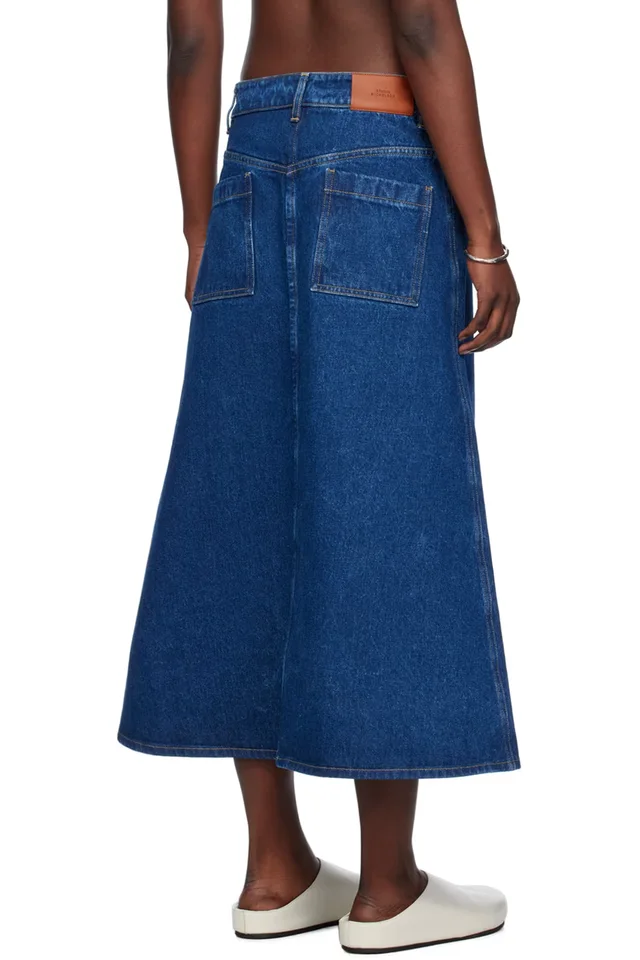Studio Nicholson Indigo A-Line Denim Maxi Skirt, photo 3 of 4 from SSENSE