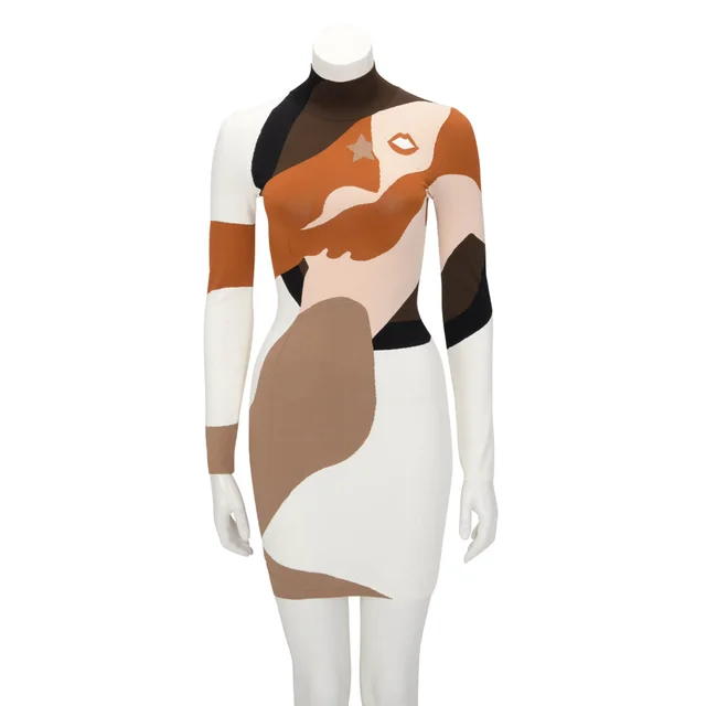 Fendi Intarsia Knit Mermaid Turtleneck Dress IT 40 from Blue Spinach