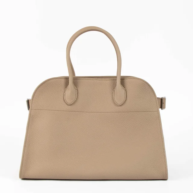 The Row Foncé Grained Calfskin Soft Margaux 12 Bag in Taupe Caviar leather from Labellov, photo 3 of 8