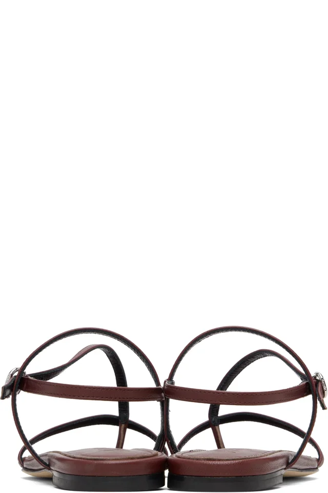 Aeyde Burgundy Ella Square-Toe Sandals, photo 2 of 4 from SSENSE