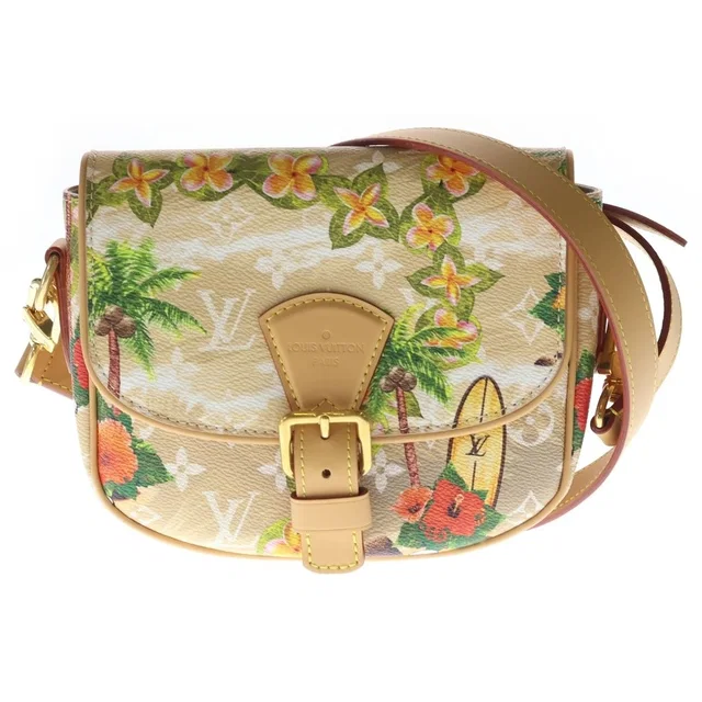 Louis Vuitton Monogram Surf Montsouris Messenger PM Shoulder Bag Beige Leather in Beige Leather from The Reluxe