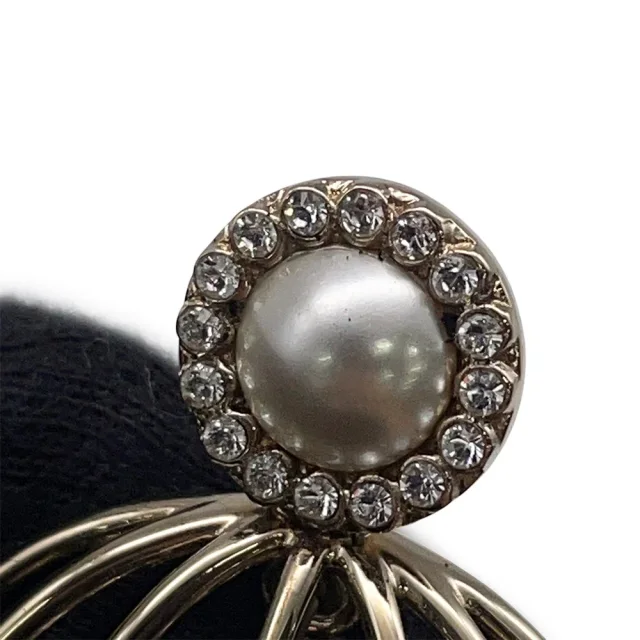 Chanel CC Logo Birdcage Motif Brooch Gold Metal Faux Pearl Rhinestone in Gold from GALLERY RARE, photo 10 of 12