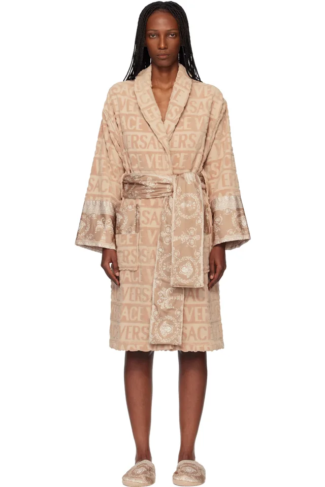 Versace Beige 'I Heart Baroque' Bathrobe, image 1 of 1 from SSENSE