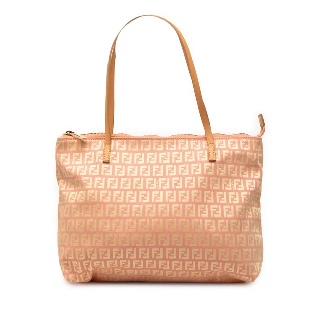 Pink Fendi Small Zucchino Canvas Tote in Pink Canvas from Designer Revival