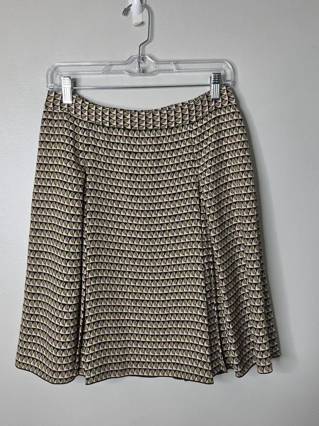 Max Mara Women’s Geometric Pink And Green A-Line Skirt in brown|pink|neutral from Poshmark