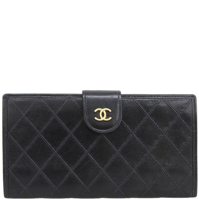 Chanel 1997 Picolore Long Wallet, Black in Black Lambskin from VINTAGE QOO TOKYO