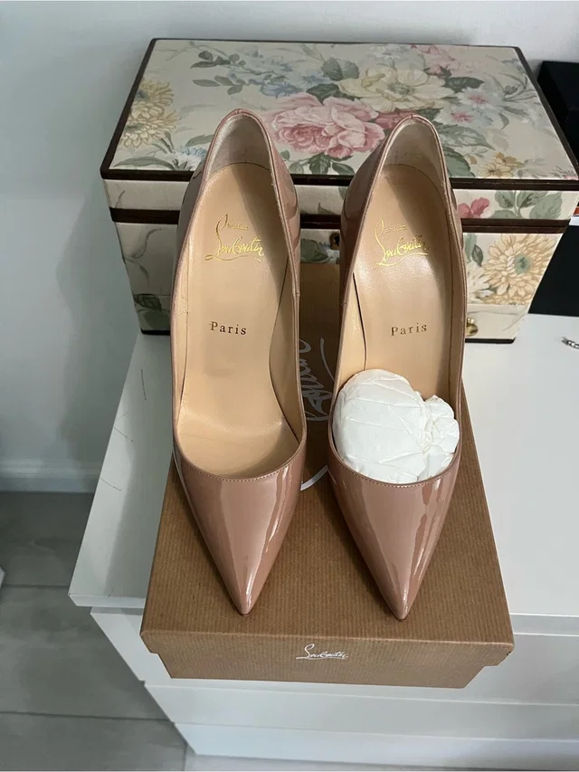 Christian Louboutin Nude Patent Pointed Toe Pumps - Blush With Box in neutral|brown Patent leather from Poshmark