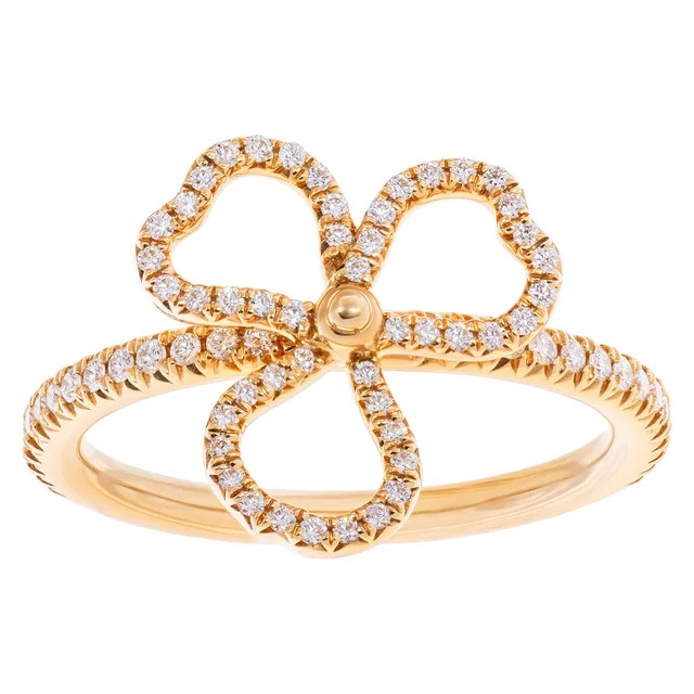 Tiffany & Co. "Paper Flowers" collection, open 3 leaves clover ring in Pink Rose Gold from Gray And Sons