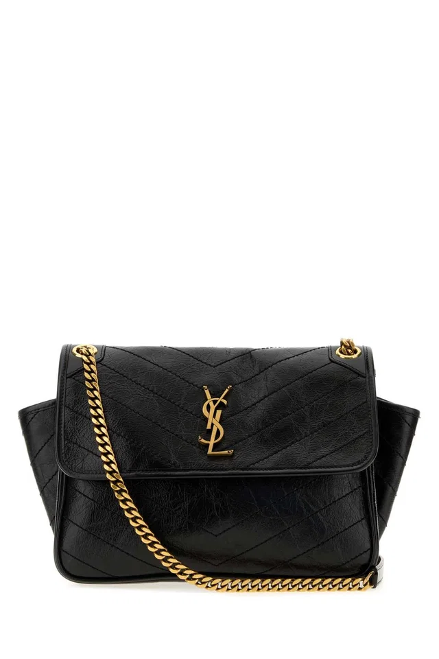 Saint Laurent Niki Shoulder Bag — Black in Black Calfskin from HEWI