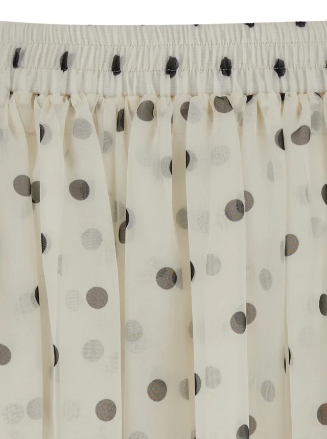 Msgm White Pants with All-over Polka Dot Print in Tech Fabric Women in White 100% Polyester, photo 5 of 6 from Gaudenzi Boutique