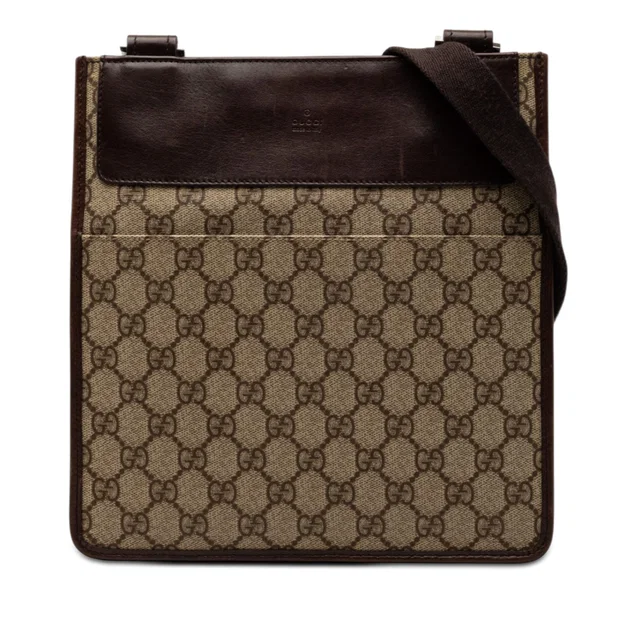Beige Gucci GG Supreme Crossbody in Beige Coated canvas from Designer Revival