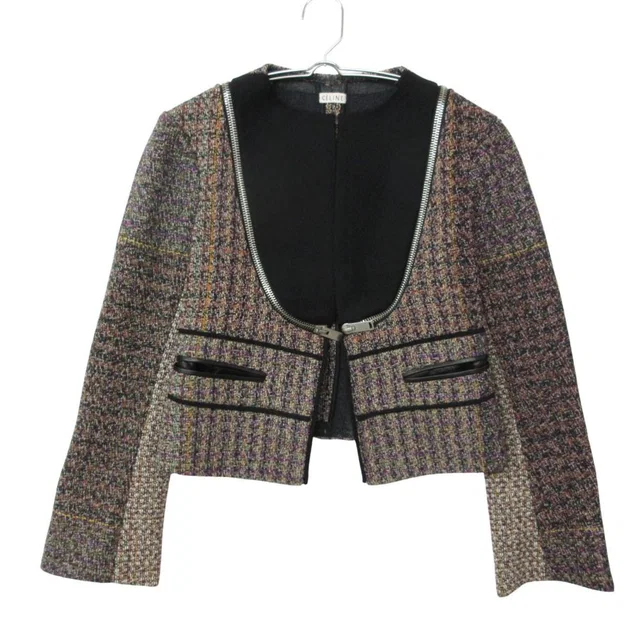 Celine Collarless Jacket by Phoebe Philo Era Tweed Zip Contrast Resort 2010 in Tweed from The Reluxe