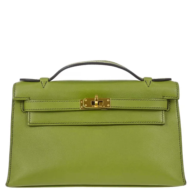 Hermès Anis Green Swift Kelly Pochette Handbag in Green Swift leather from AMORE Vintage Tokyo
