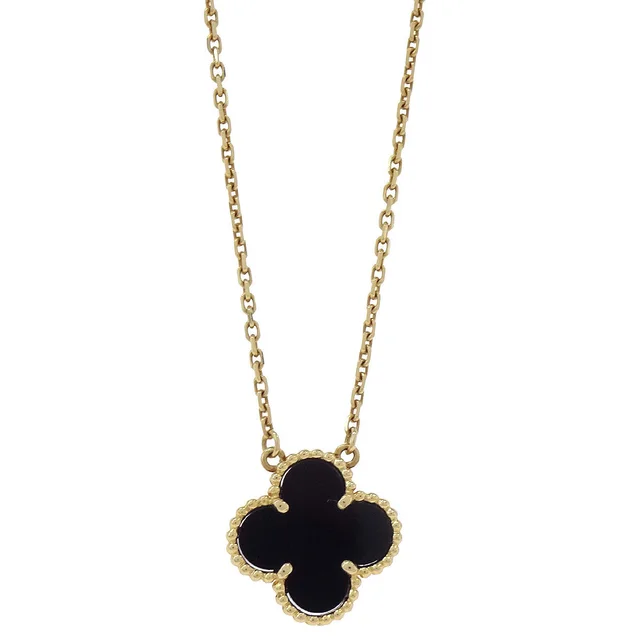 Van Cleef & Arpels Vintage Alhambra Necklace Onyx Au750 Jewelry from AMORE Vintage Tokyo