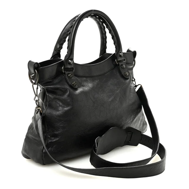 Balenciaga Agneau Classic Hardware Town Black in Black Lambskin from FASHIONPHILE, photo 3 of 10
