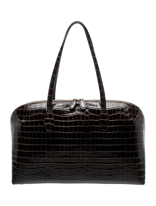 TOTEME Embossed Leather Croco-Embossed Day Tote in red|brown Leather from The RealReal