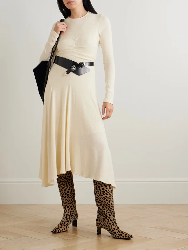 ISABEL MARANT Flora ruched cotton-blend midi dress in Beige, photo 2 of 2 from NET-A-PORTER (Canada)