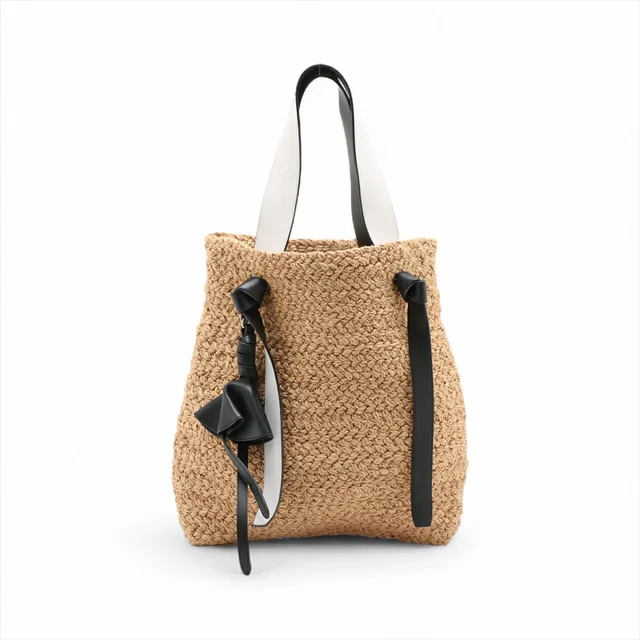 Celine Leather Chain Tote Bag Beige Tan Black White in black|brown|neutral Raffia from Poshmark