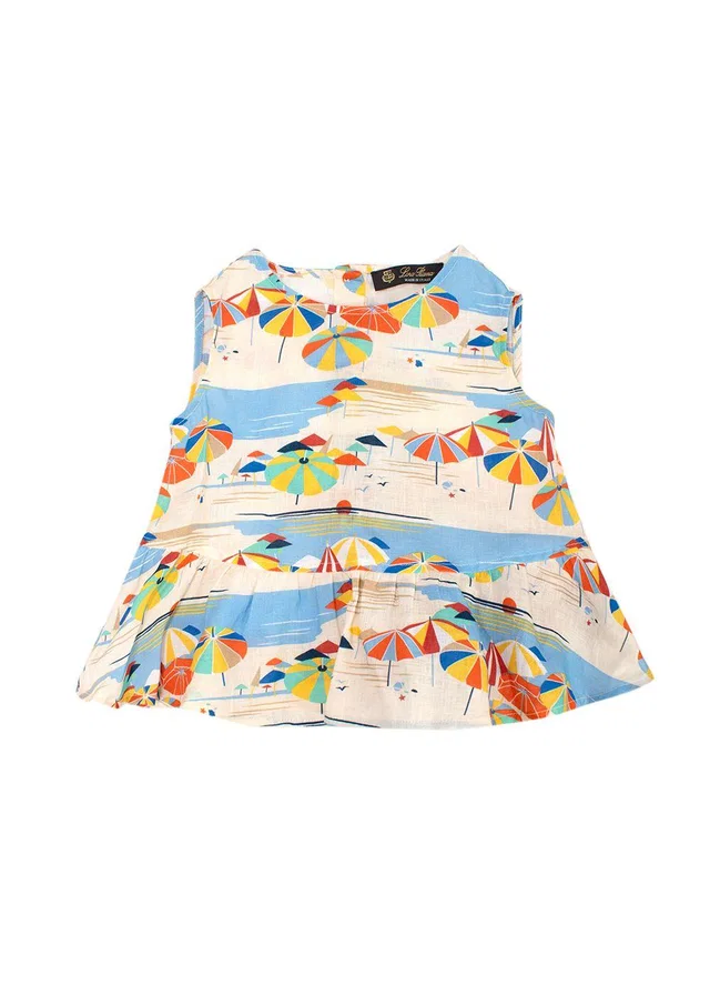 Loro Piana Kids Beach Print Iza Linen Top 2 Years from HEWI