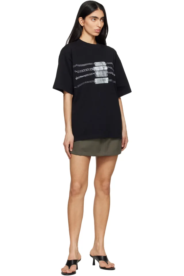 Alexander Wang Khaki Logo Elastic Mid-Rise Miniskirt, photo 4 of 4 from SSENSE