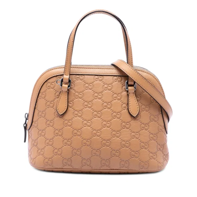 Tan Gucci Mini Guccissima Dome Satchel in Brown Leather from Designer Revival