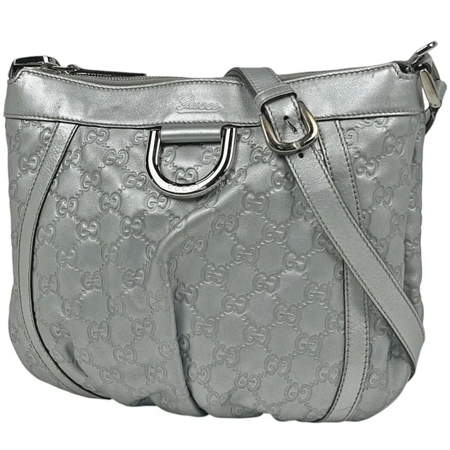 Gucci Shoulder Bag Guccissima Abbey Leather Silver in Silver Leather from The Reluxe