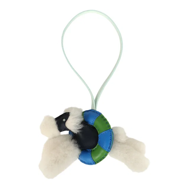 Hermès "A La Mer" Budy Charm Ecru in Navy Lambskin from Madison Avenue Couture
