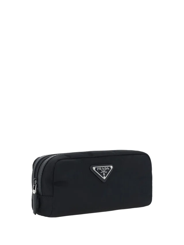 Prada Re-Nylon With Leather Details Travel Wallet — Black Recycled Polyamide in Black Nylon from HEWI