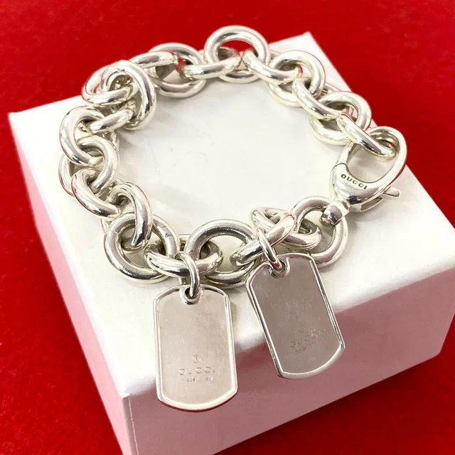 Gucci Double Dog Tag Chain Bracelet 925 Sterling Silver in Silver from The Reluxe