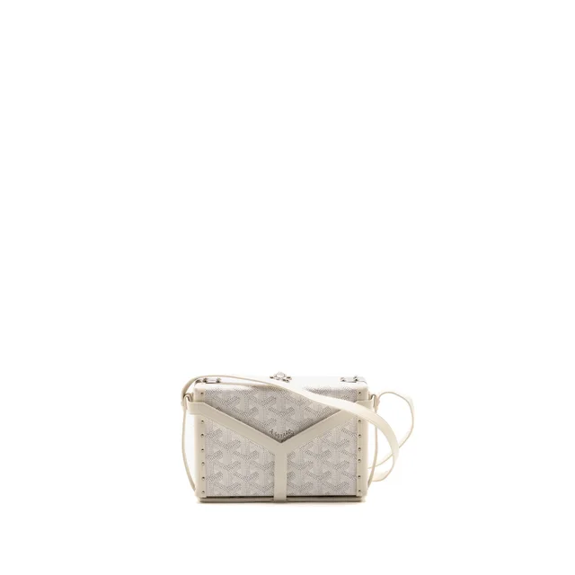 Goyard Minaudiere Trunk Bag Goyardine Canvas/Leather White SHW in White Canvas from EMIER
