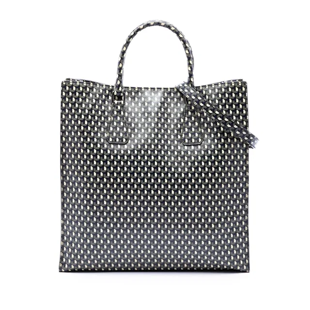 Black Prada Saffiano Stampato Shopping Tote Satchel in Black Saffiano leather from Designer Revival