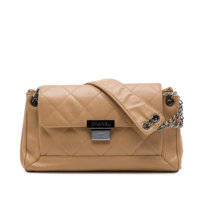 Brown Chanel Small Quilted Caviar Accordion Flap Shoulder Bag in Brown Caviar leather from Designer Revival