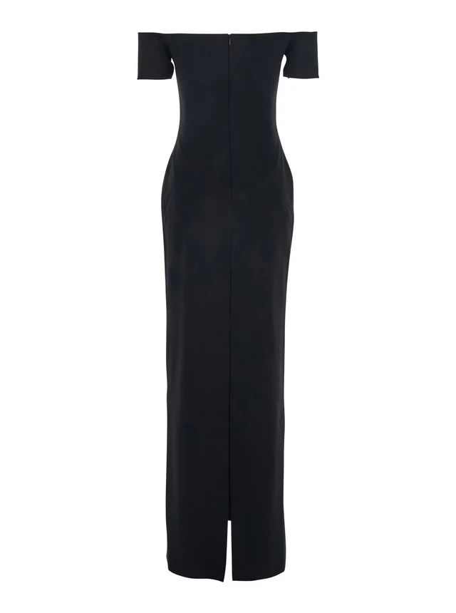 Solace london Dress 'Nile' with Off Shoulder and Vent on the Back in Black Fabric for Women in Black 95% Polyester 5% Elastane, photo 4 of 6 from Gaudenzi Boutique