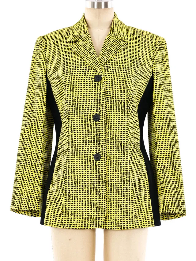 Versus by Gianni Versace Printed Yellow Blazer in Yellow from Arcade Vintage