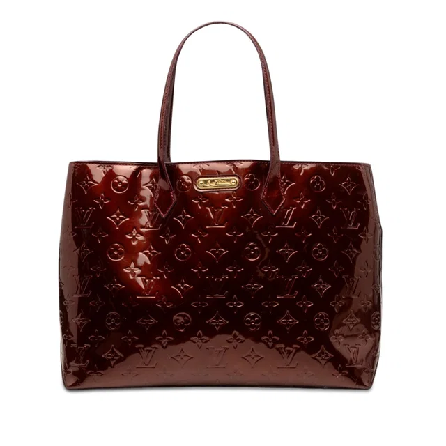 Red Louis Vuitton Monogram Vernis Wilshire MM Tote Bag in Red Leather from Designer Revival