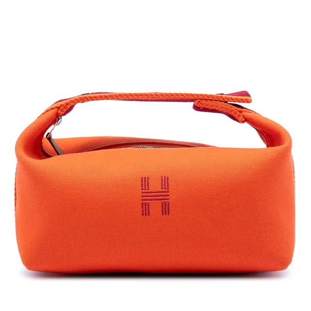 Orange Hermès Small Toile Bride A Brac Case in Orange Canvas from Designer Revival