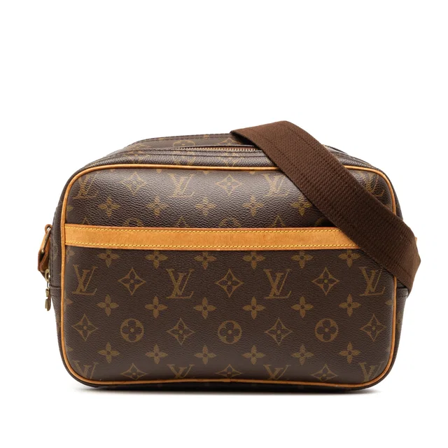 Brown Louis Vuitton Monogram Reporter PM Crossbody Bag in Brown Coated canvas from Designer Revival