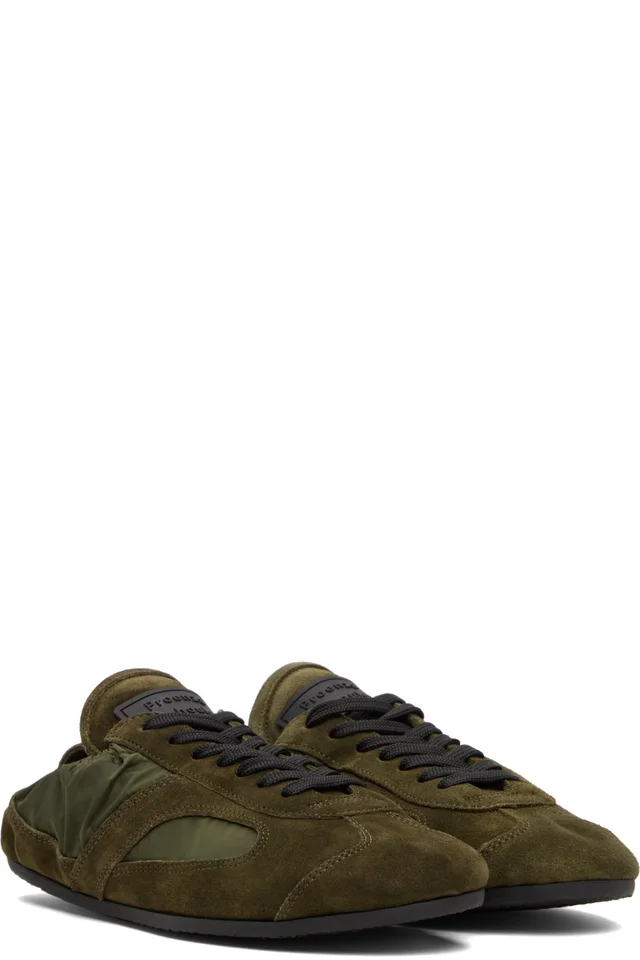 Proenza Schouler Khaki Nylon & Calfsuede Soft Track Sneakers, photo 4 of 5 from SSENSE