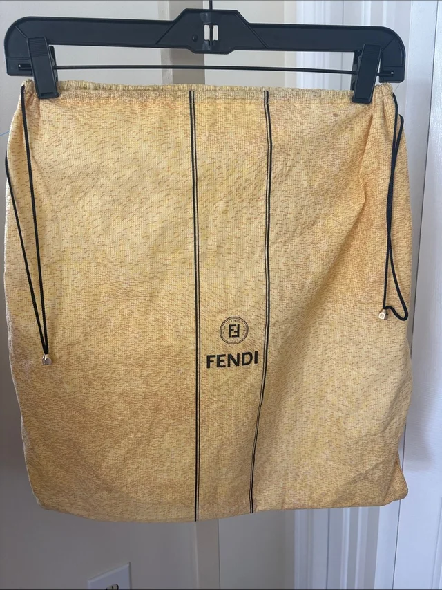 Fendi Vintage Yellow Drawstring Skirt Dust Bag With Black Trim in yellow from Poshmark