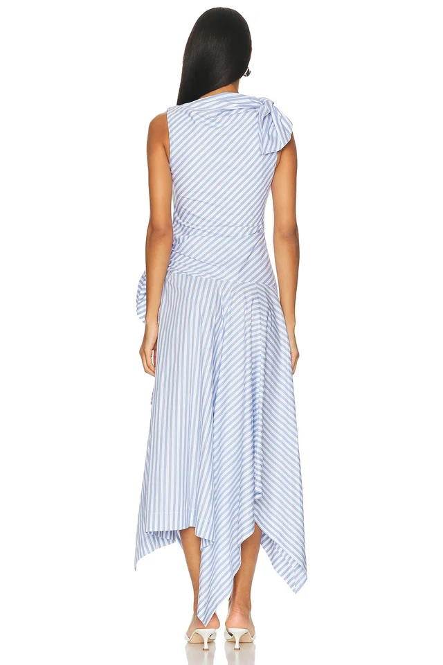 Monse Bow Drape Shirting Cascade Dress in Blue, photo 2 of 2 from FWRD