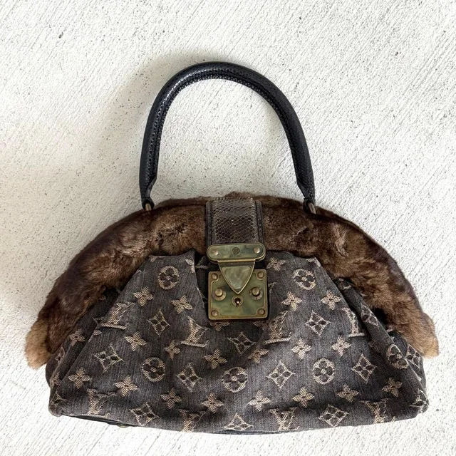 Chinchillafur Denim Hand LV Bag in Denim from The Reluxe
