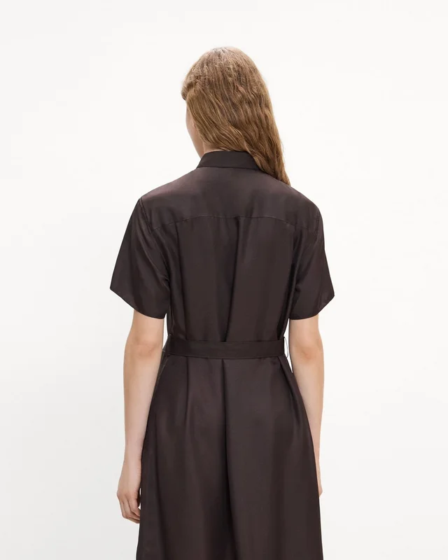 Theory Belted Shirt Dress in Mod Silk Twill, photo 6 of 7 from Theory