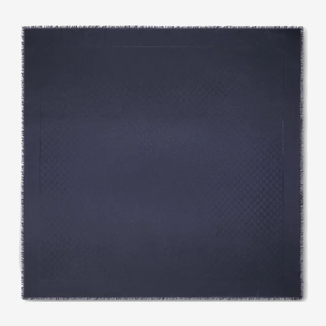 Gucci Wool And Silk Gg Lamé Shawl — Navy Shawls in Navy Silk from HEWI